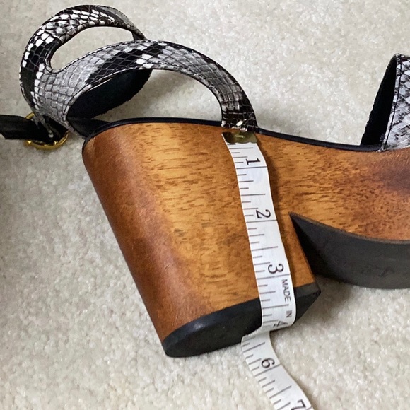 TORY BURCH LEATHER SNAKESKIN WOOD PLATFORM SZ 10 - Picture 15 of 16